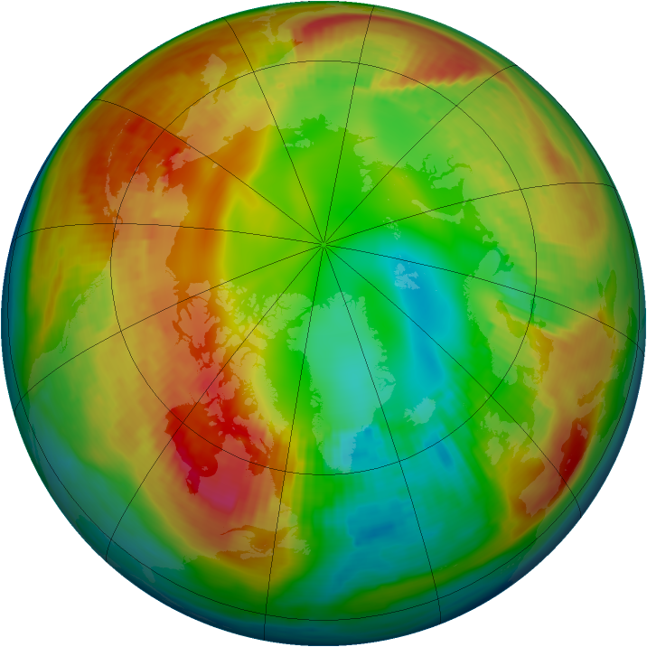 Arctic ozone map for 31 January 1986